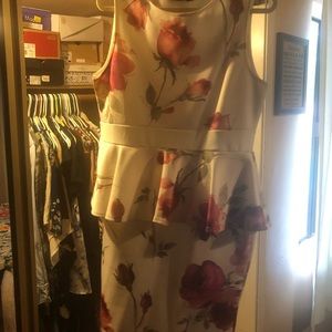 Boohoo Plus Peplum Formal Floral Dress